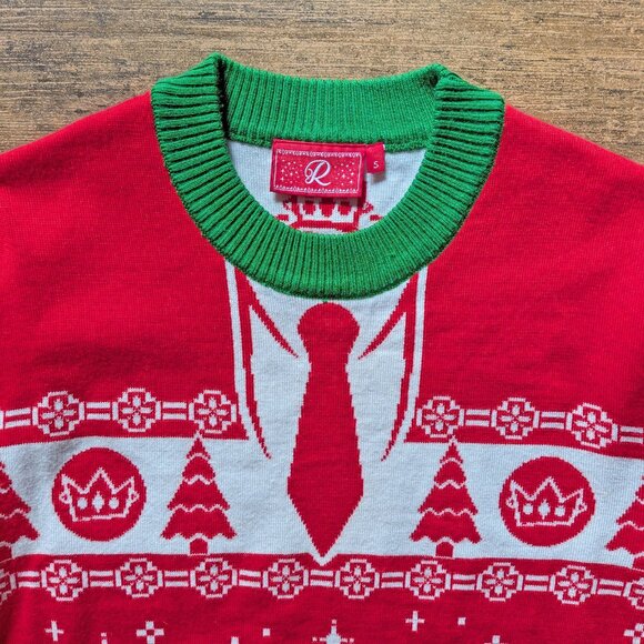 Revolt red/green/white Christmas Ugly Sweater, Sz S, Fits to 38" chest, Unworn - Picture 9 of 12